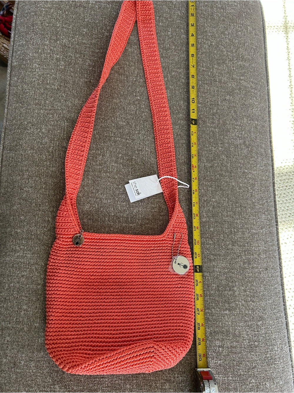 NWT The Sak Coral Apricot Crochet All that Crossbody Bag style 109059 zippered - Picture 8 of 10